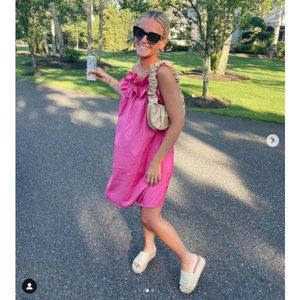 NWT H&M Hot Fucsia Pink Summer Ruffle-trimmed Dress